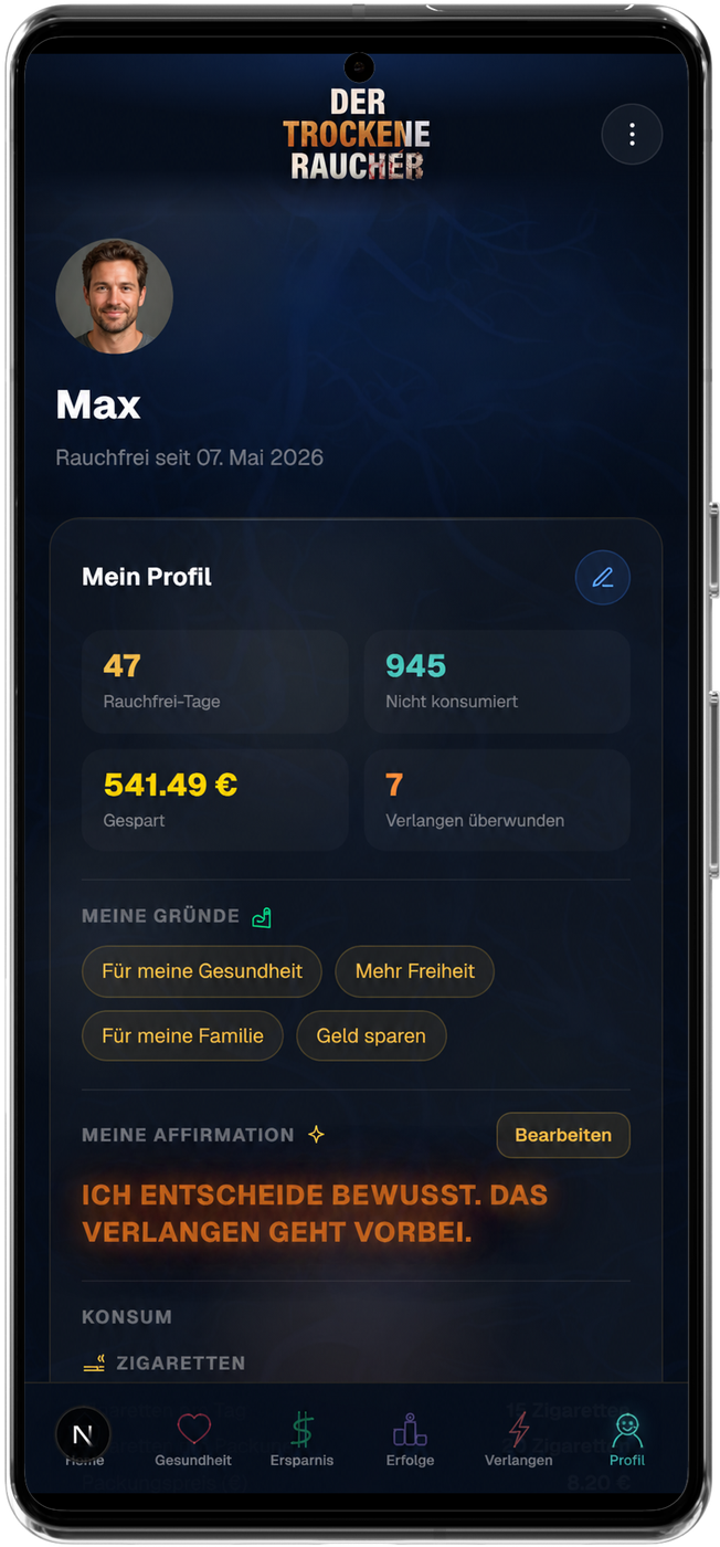 Persönliches Profil mit Gründen und Affirmation